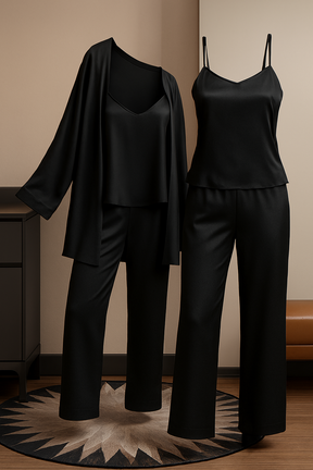 3-Piece Premium Satin Sleepwear Set for Women