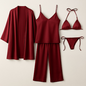 5-Piece Satin Sleepwear Set