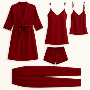 5-Piece Satin Sleepwear Set