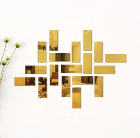 Fashion 18pc Set Acrylic Mirror Wall Stickers ( Golden And Silver Color )