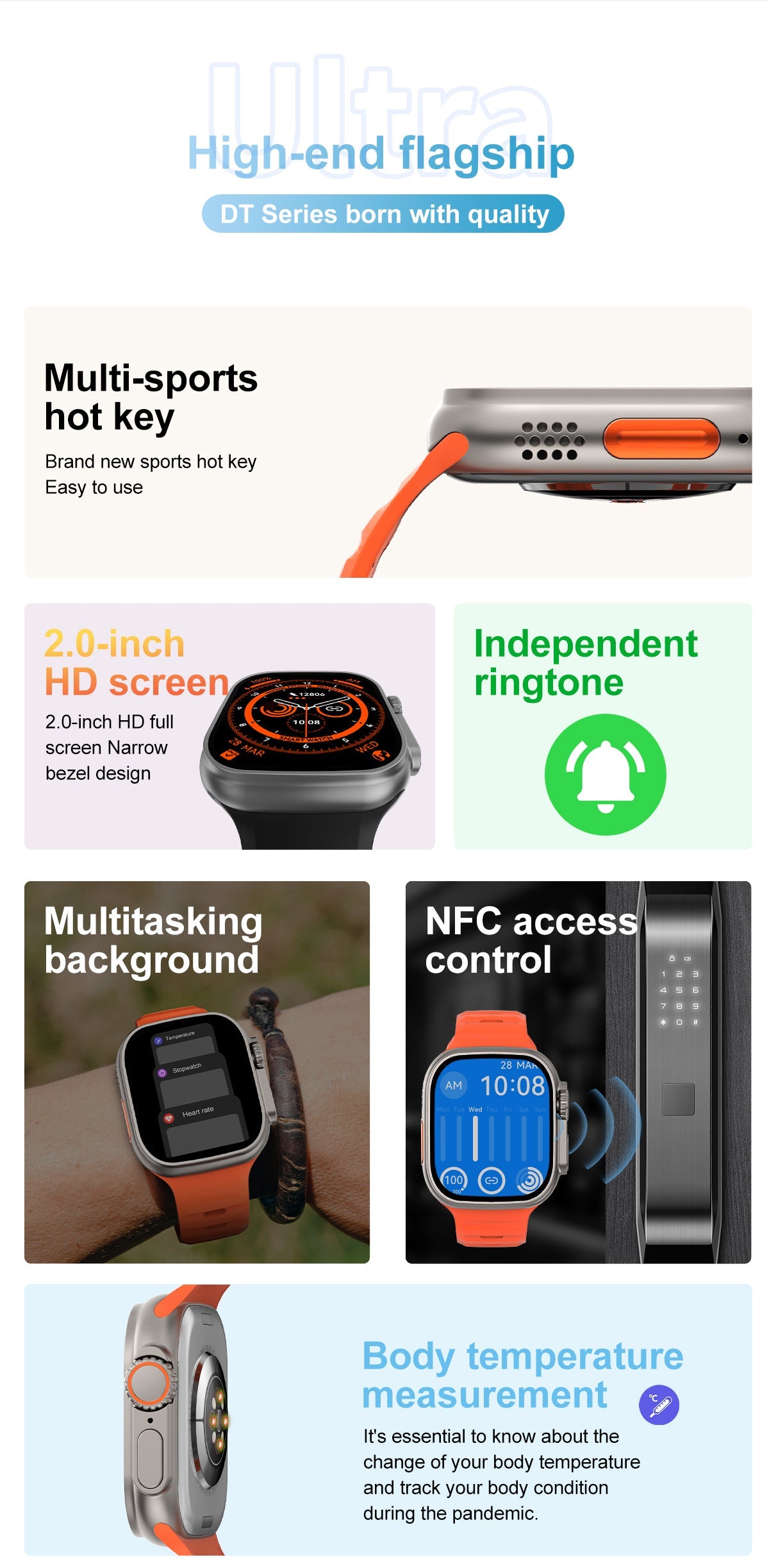 T900 Ultra 100% Original Waterproof Smart Watch Big 2.09