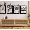 Plants 4 Pcs Set Wooden Wall Decoration.